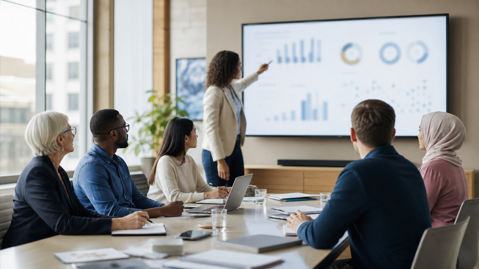 Réunion professionnelle autour d’un tableau de bord RH